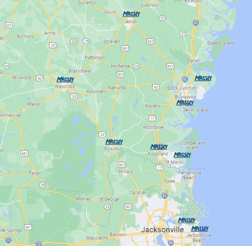 Map of Massey Services Jacksonville Pest Control Service Centers